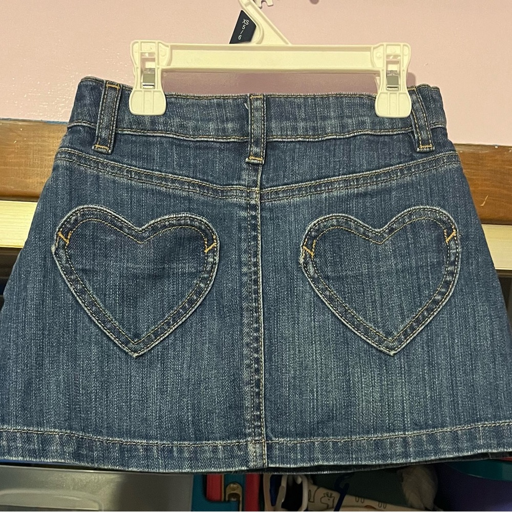 Mini Boden 5/6 Year Heart Pocket Jean Skirt